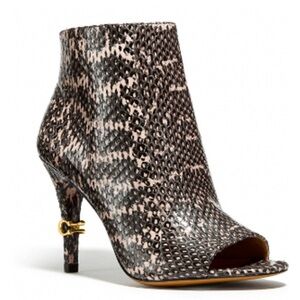 New COACH Remi Snakeskin Open Toe Booties! Size 10!